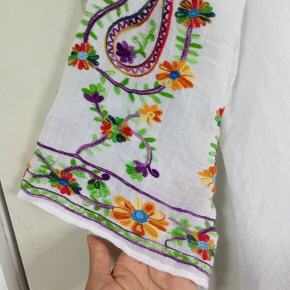 Anthropologie Fig & Flower Embroidered Boho Blouse Floral Lace Details Womens S - Picture 4 of 7